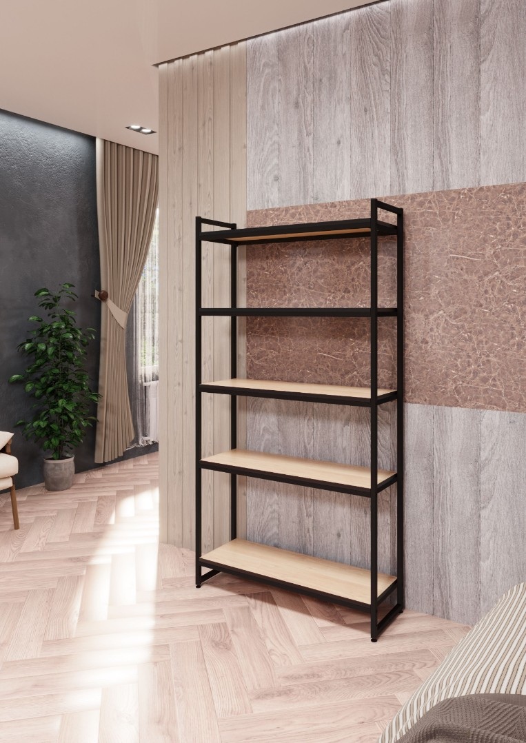 Стеллаж с полками PORTA ПД-1709Ч, 170 × 89 × 30 см, 5 полок — ЛДСП, дуб сонома