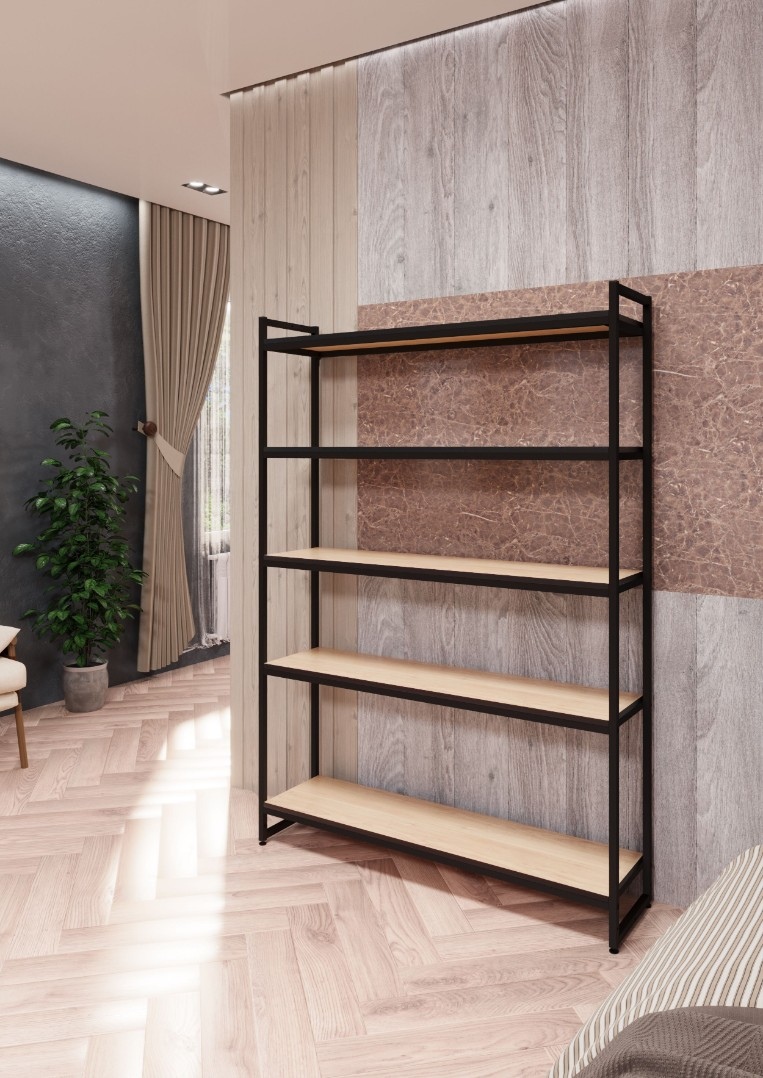 Стеллаж с полками PORTA ПД-1712Ч, 170 × 119 × 30 см, 5 полок — ЛДСП, дуб сонома