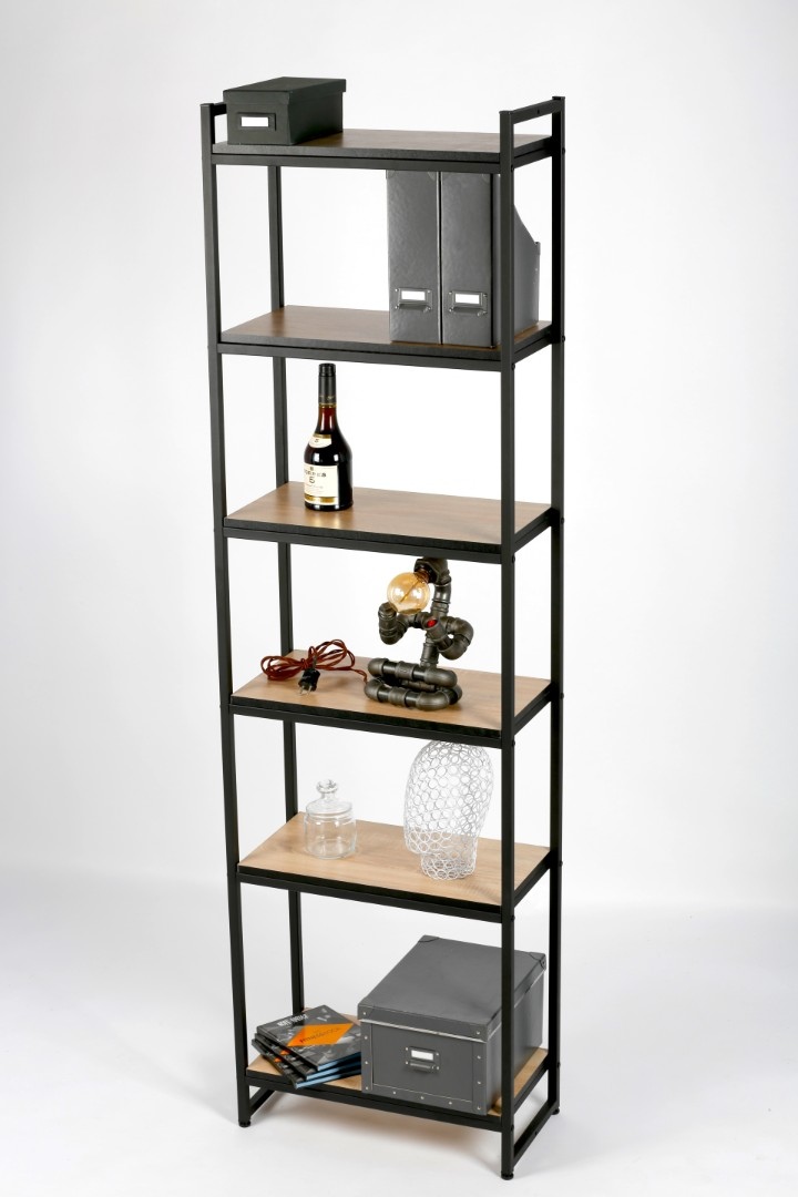 Стеллаж с полками PORTA ПД-2006Ч, 205 × 59 × 30 см, 6 полок — ЛДСП, дуб сонома